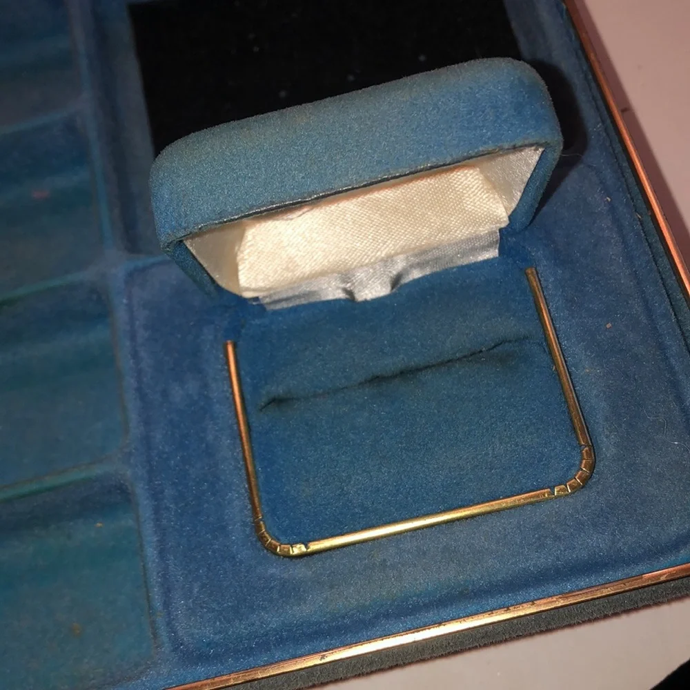 Vintage Blue Velvet Jewelry Case with Earring Bar
